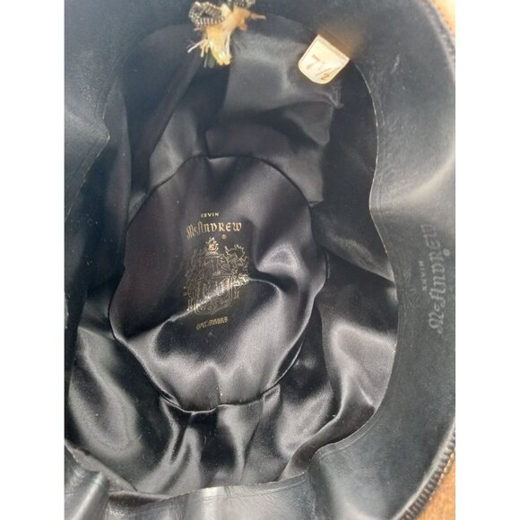 Hat Bowler Kevin McAndrew Brown Union Tag Size 7.5 Roderick St. Johns Feathers - Picture 12 of 16